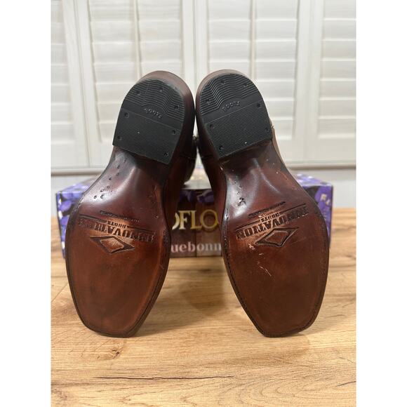Wildflowers Bluebonnet Cedro Embroidered Cowboy Boots Brown Leather Size 7 NIB - Picture 10 of 16